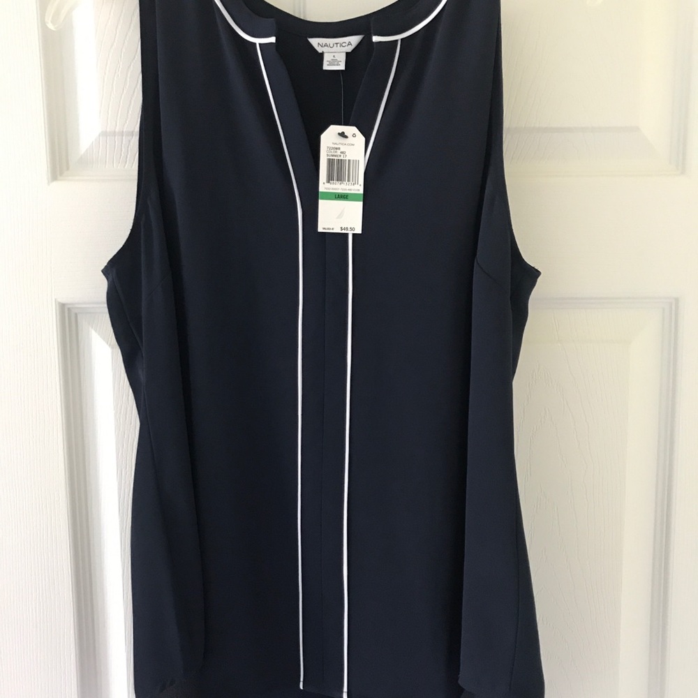 NWT NAUTICA Navy Sleeveless Shirt Sz Large